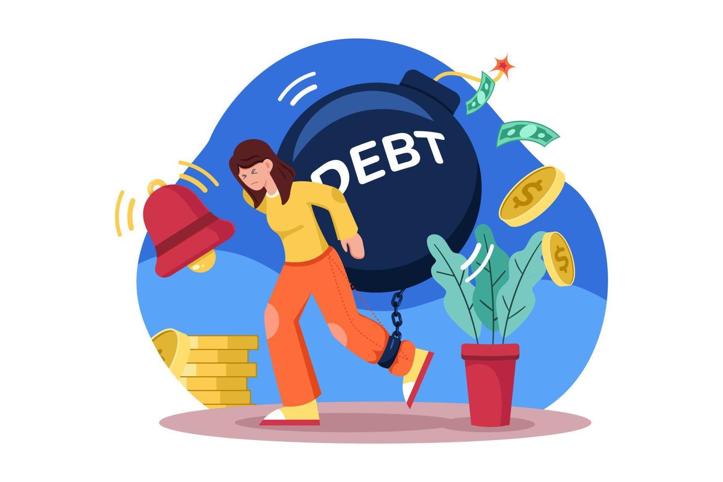 women-with-financial-debt-illustration-concept-on-white-background-vector